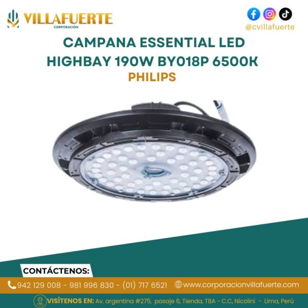 CAMPANA ESSENTIAL LED HIGHBAY 190W BY018P LED240-CW PSU WB 6500K 24000LM 50000H PHILIPS