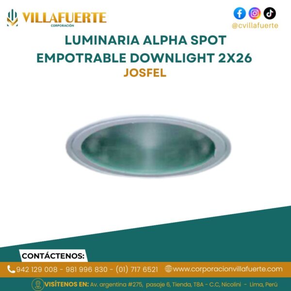 LUMINARIA ALPHA SPOT EMPOTRABLE DOWNLIGHT 2X26 JOSFEL
