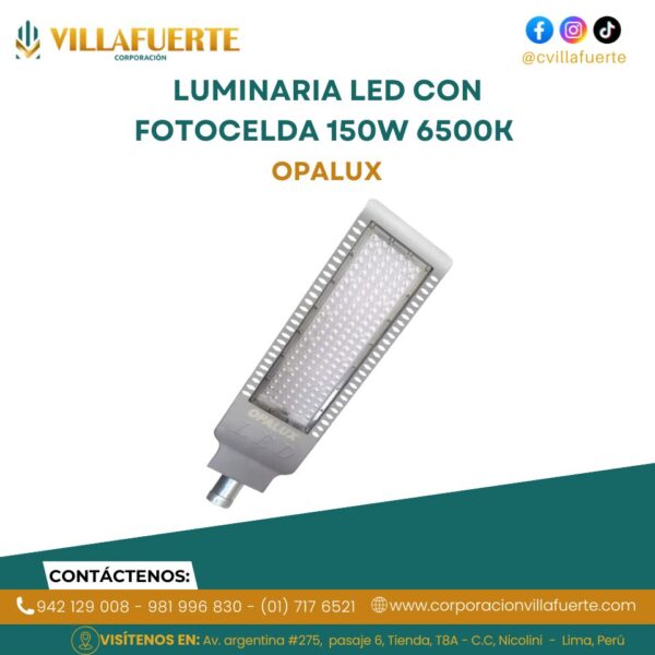 LUMINARIA LED CON FOTOCELDA 120 LED 150W 6500K OPALUX