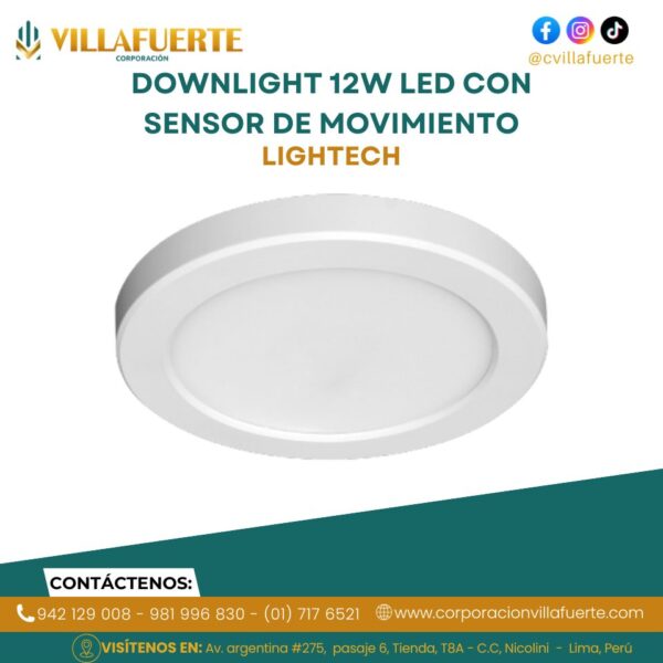 DOWNLIGHT 12W LED CON SENSOR DE MOVIMIENTO LIGHTECH