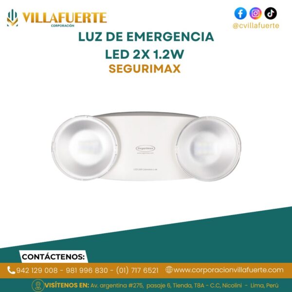 LUZ DE EMERGENCIA LED 2X 1.2W 120-240VAC SEGURIMAX