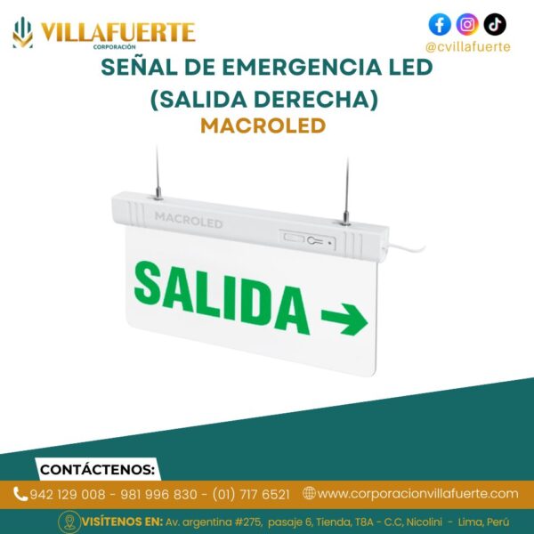 SEÑAL DE EMERGENCIA LED (CSL-SALIDA-DER) MACROLED