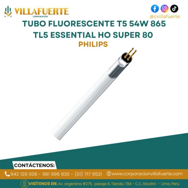 TUBO FLUORESCENTE T5 54W 865 TL5 ESSENTIAL HO SUPER 80 PHILIPS