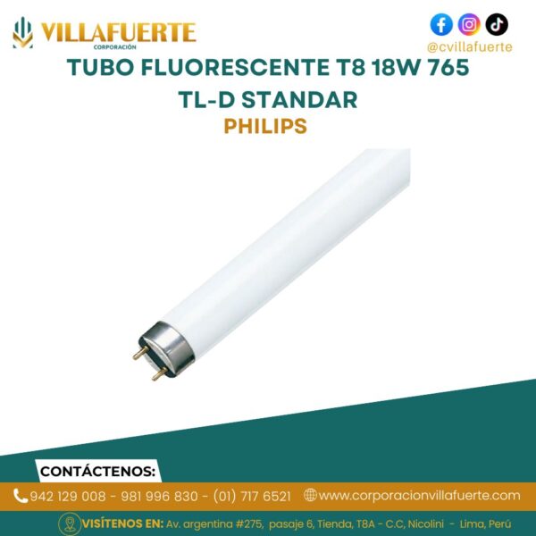 TUBO FLUORESCENTE T8 18W 765 TL-D STANDAR PHILIPS