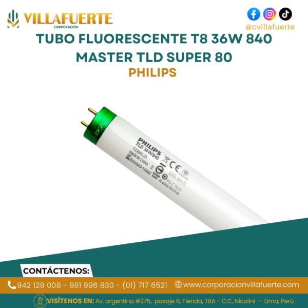 TUBO FLUORESCENTE T8 36W 840 MASTER TLD SUPER 80 PHILIPS