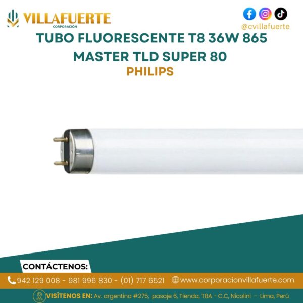 TUBO FLUORESCENTE T8 36W 865 MASTER TLD SUPER 80 PHILIPS