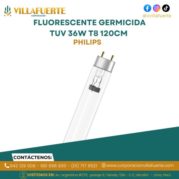 FLUORESCENTE GERMICIDA TUV 36W T8 120CM PHILIPS