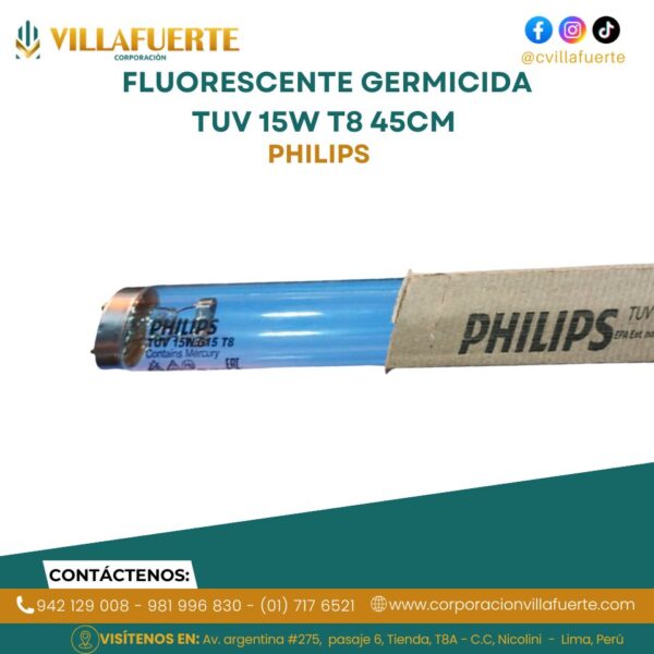 FLUORESCENTE GERMICIDA TUV 15W T8 45CM PHILIPS