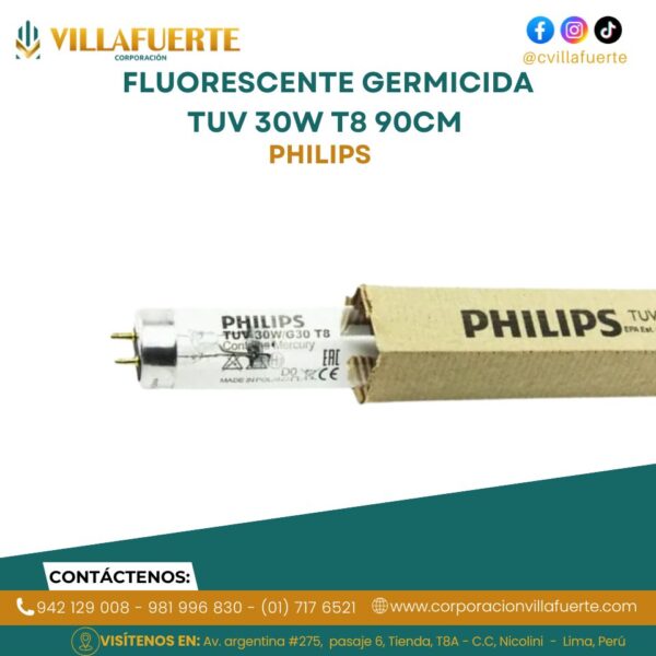 FLUORESCENTE GERMICIDA TUV 30W T8 90CM PHILIPS