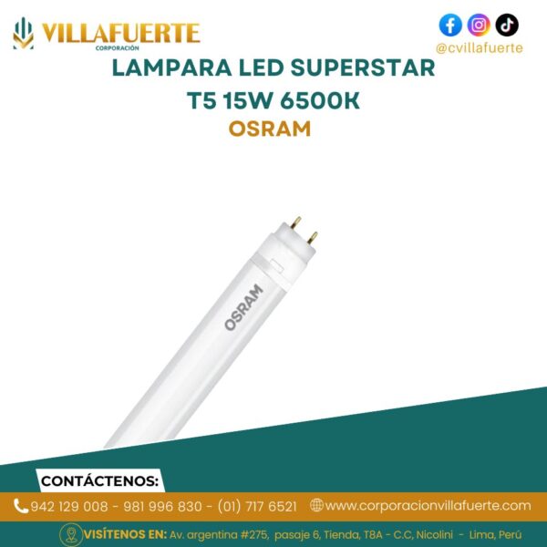LAMPARA LED SUPERSTAR T5 15W 6500K 100-277V L562MM OSRAM