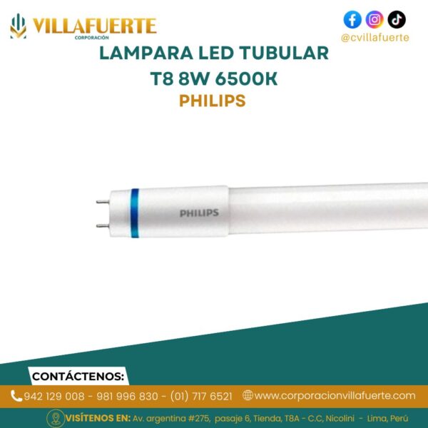 LAMPARA LED TUBULAR T8 8W 6500K 220-240V G13 600MM ECOFIT E MAINS PHILIPS
