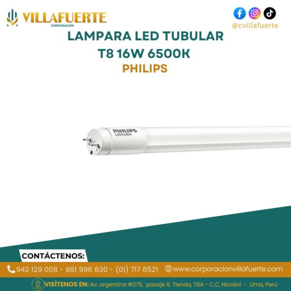 LAMPARA LED TUBULAR T8 16W 6500K 220-240V G13 1200MM ECOFIT E MAINS PHILIPS
