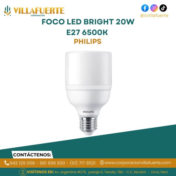 FOCO LED BRIGHT 20W E27 6500K HV 1PF-12 AR PHILIPS