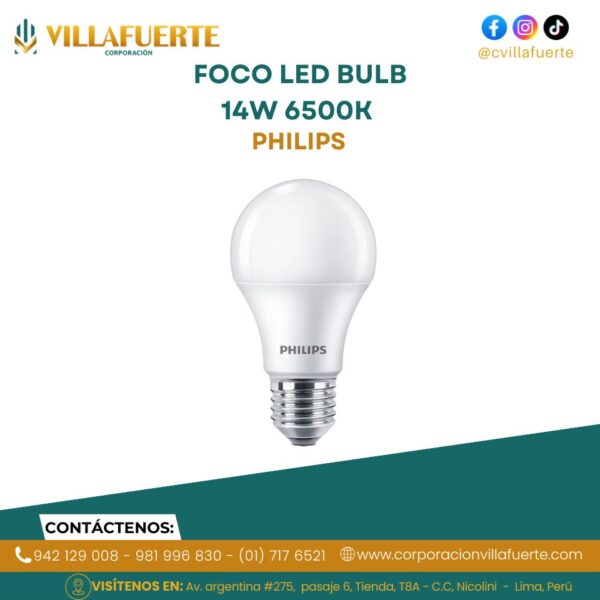 FOCO LED BULB 14W 6500K 220-240V E27 ECOHOME PHILIPS