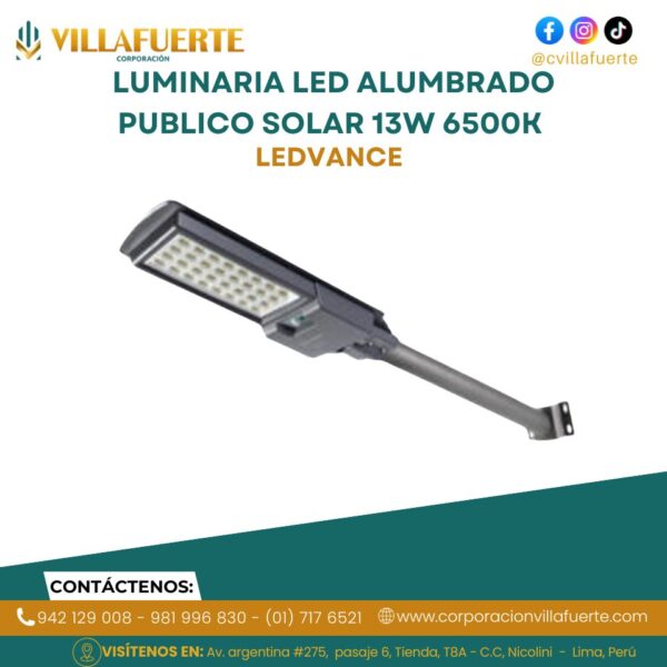 LUMINARIA LED ALUMB PUBLICO SOLAR 13W 6500K 2000LM IP65 STREETLIGHT LEDVANCE