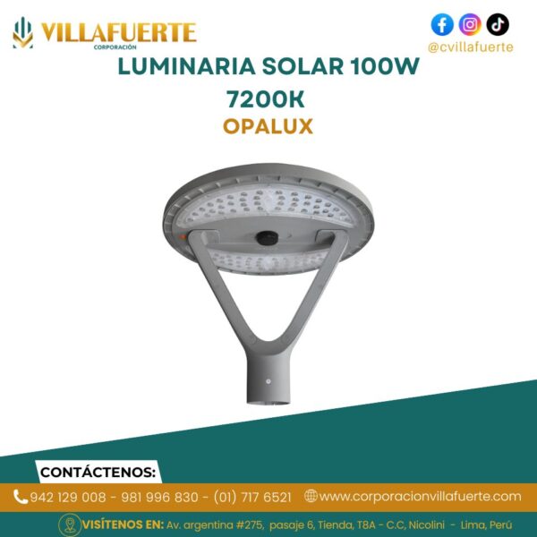 LUMINARIA SOLAR 100W 7200K 1447LM IP65 P/EXTERIOR OPALUX