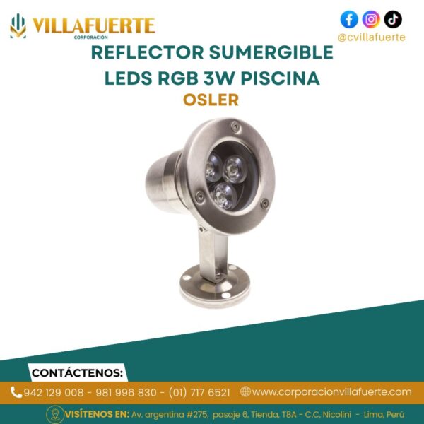 REFLECTOR SUMERGIBLE LEDS RGB 3W PISCINA
