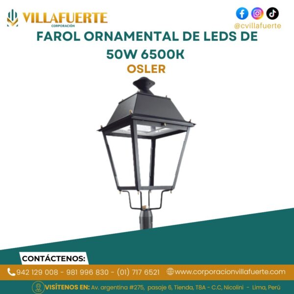 FAROL ORNAMENTAL DE LEDS DE 50W 6500K OSLER