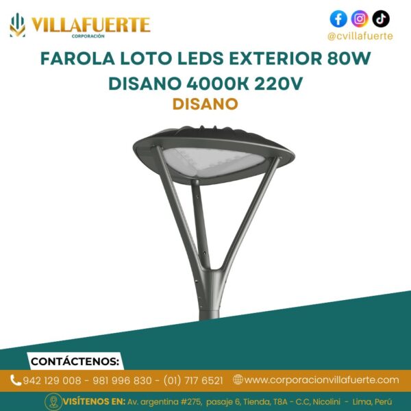 FAROLA LOTO LEDS EXTERIOR 80W DISANO 4000K 220V