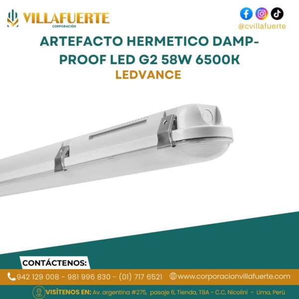 ARTEFACTO HERMETICO LEDVANCE DAMP-PROOF LED G2 58W 6500K