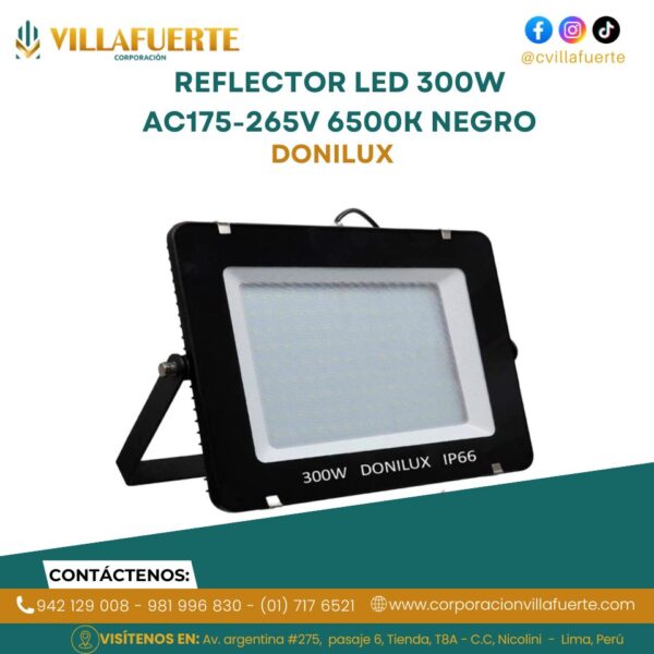 REFLECTOR LED 300W AC175-265V 6500K NEGRO DONILUX