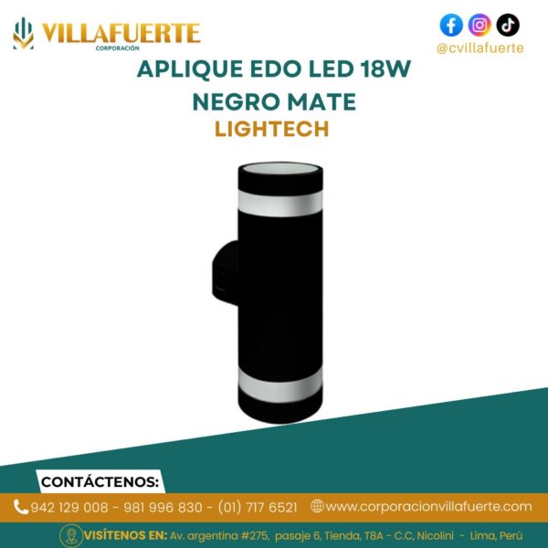 APLIQUE EDO LED 18W NEGRO MATE LIGHTECH