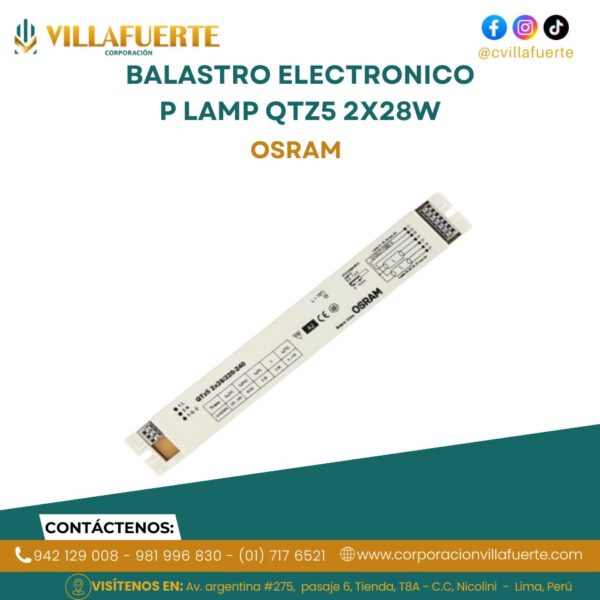 BALASTRO ELECTRONICO P LAMP FLUOR QTZ5 2X28W OSRAM