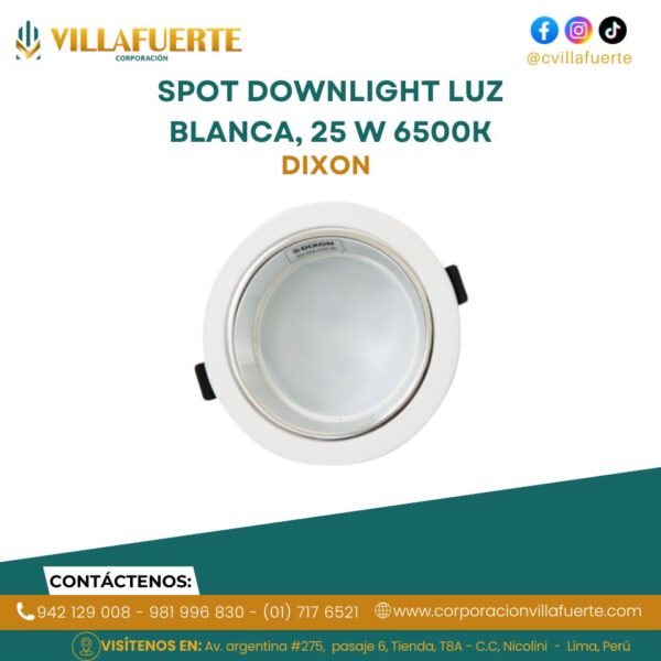 SPOT DOWNLIGHT LUZ BLANCA, DIXON 25 W 6500K