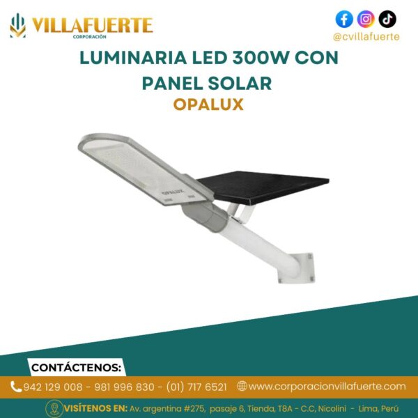 LUMINARIA LED 300W CON PANEL SOLAR OPALUX