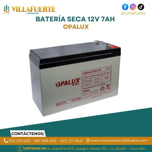 BATERÍA SECA 12V 7AH OPALUX