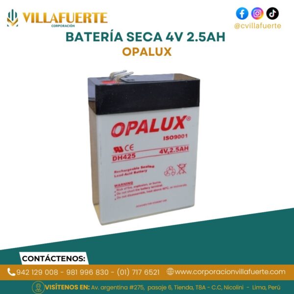 BATERÍA SECA 4V 2.5AH OPALUX