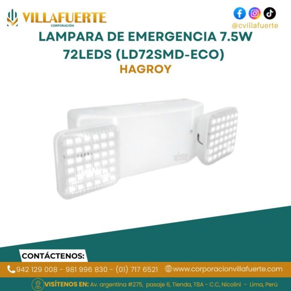 LAMPARA DE EMERGENCIA 7.5W 72LEDS (LD72SMD-ECO) HAGROY
