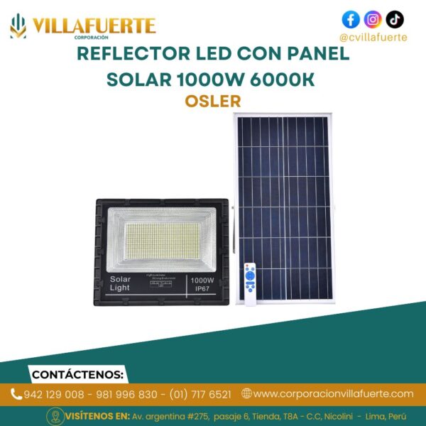 REFLECTOR LED CON PANEL SOLAR 1000W IP67 6000K OSLER