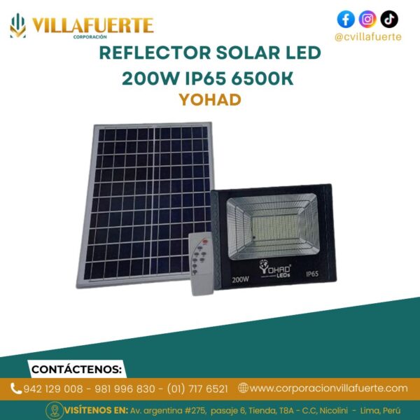 REFLECTOR SOLAR LED 200W IP65 6500K 18,000 LUMINES YOHAD