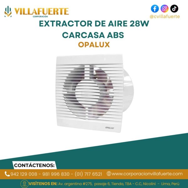 EXTRACTOR DE AIRE 28W CARCASA ABS OPALUX