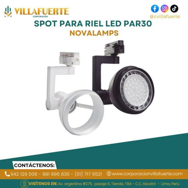 SPOT PARA RIEL LED PAR30 NOVALAMPS