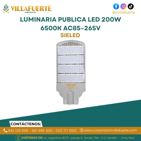LUMINARIA PUBLICA LED 200W IP67 ( 24000LM) 6500K AC85–265V SIELED