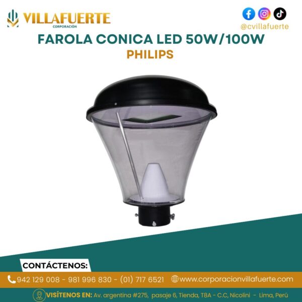FAROLA CONICA LED 50W Y 100W PARA EXTERIORES IP65