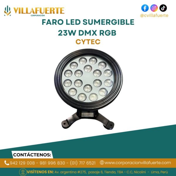 FARO LED SUMERGIBLE 23W DMX RGB IP68 24V DC CYTEC