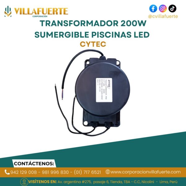 TRANSFORMADOR IP68 200W 12V/220VAC SUMERGIBLE PISCINAS LED CYTEC