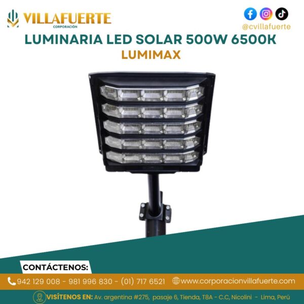 LUMINARIA LED SOLAR 500W 6500K IP67 LUMIMAX