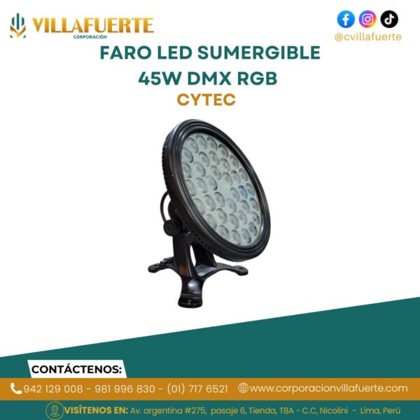 FARO LED SUMERGIBLE 45W DMX RGB IP68 24V CYTEC