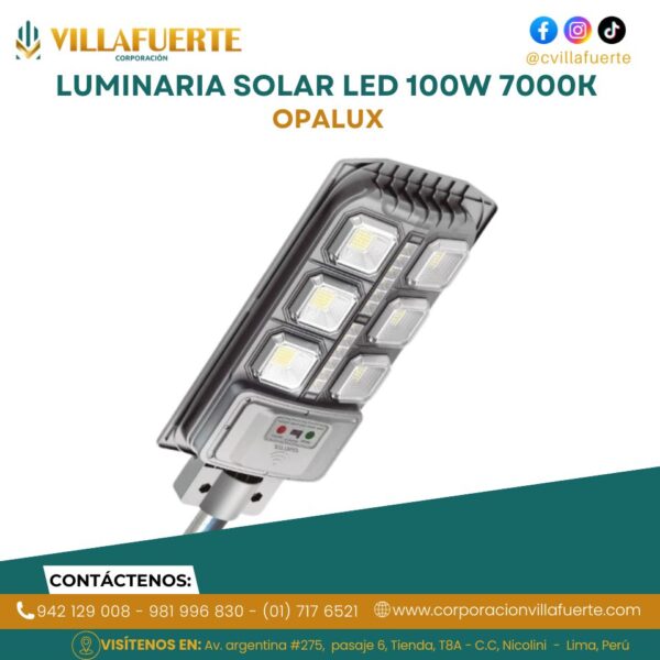 LUMINARIA SOLAR LED 100W IP65 7000K OPALUX