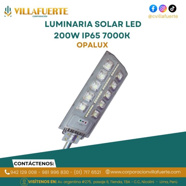 LUMINARIA SOLAR LED 200W IP65 7000K OPALUX