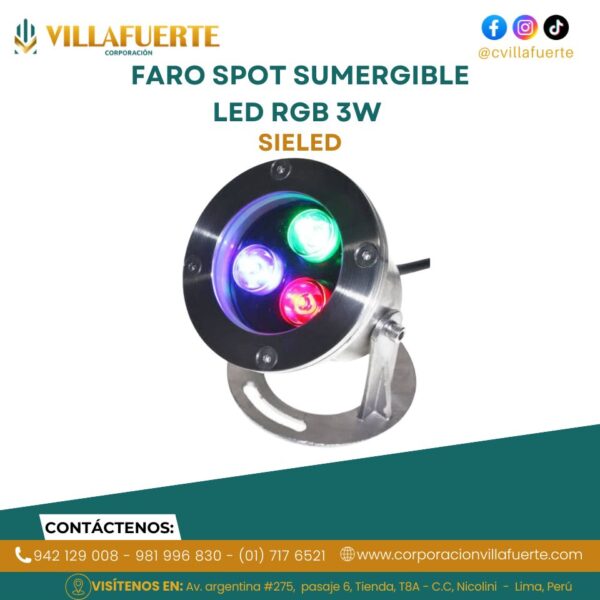 FARO SPOT SUMERGIBLE LED RGB 3W SIELED