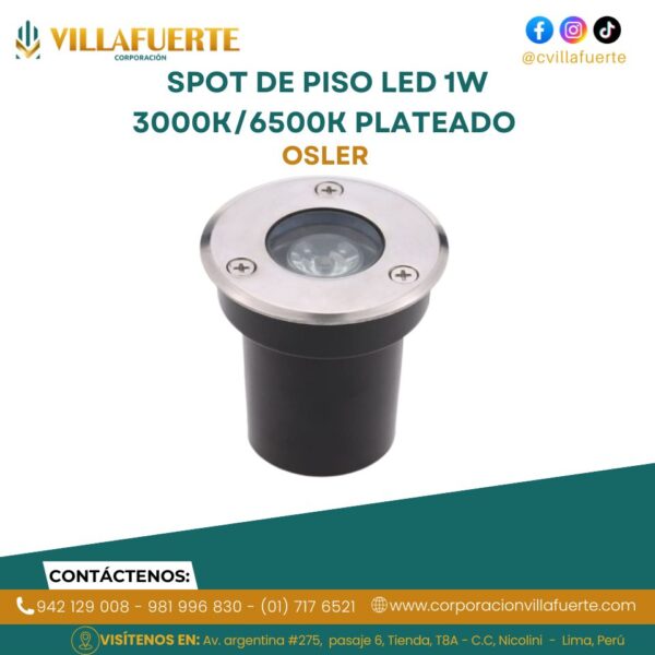 SPOT DE PISO LED 1W 3000K/6500K PLATEADO OSLER