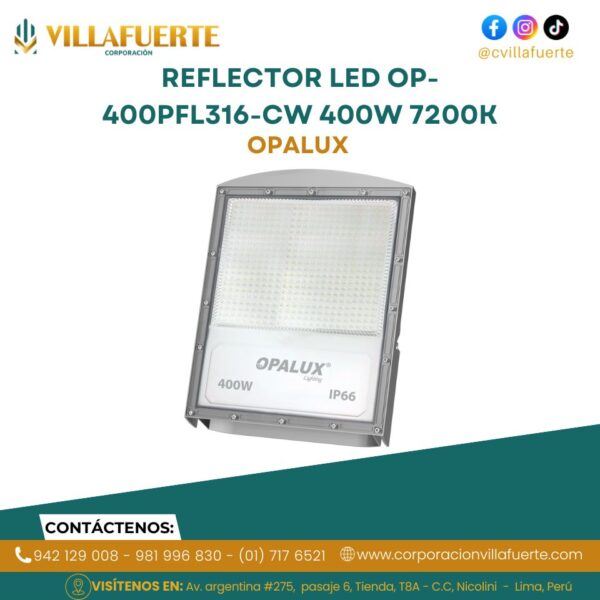 REFLECTOR LED OP-400PFL316-CW 400W IP66 7200K 85-300V OPALUX