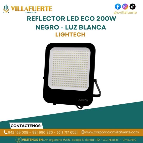 REFLECTOR LED ECO 200W NEGRO-LUZ BLANCA LIGHTECH