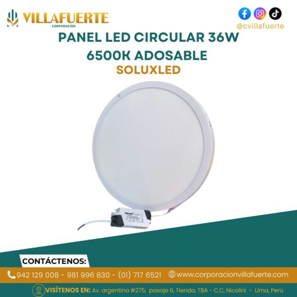 PANEL LED CIRCULAR 36W IP44 6500K ADOSABLE SOLUXLED