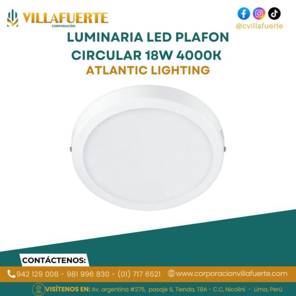 LUMINARIA LED PLAFON CIRCULAR 18W 4000K IP20 ATLANTIC LIGHTING